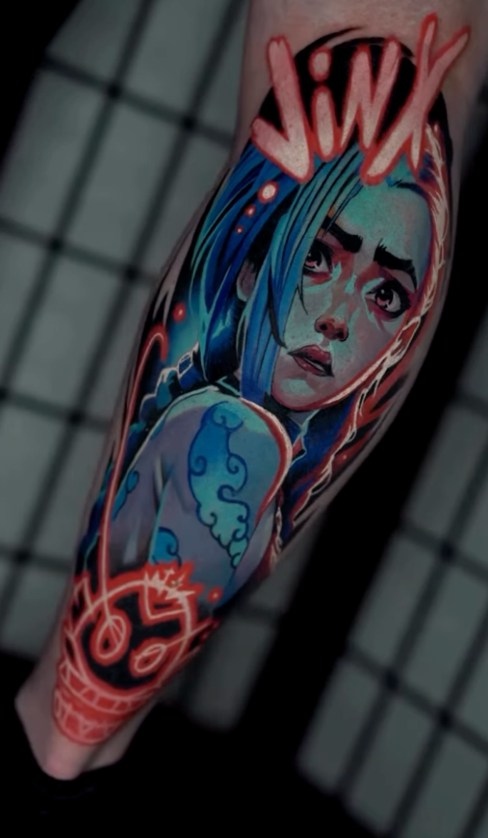 Color anime woman tattoo by Dorse Taylor at Inkcredible Tattoo in Virginia Beach